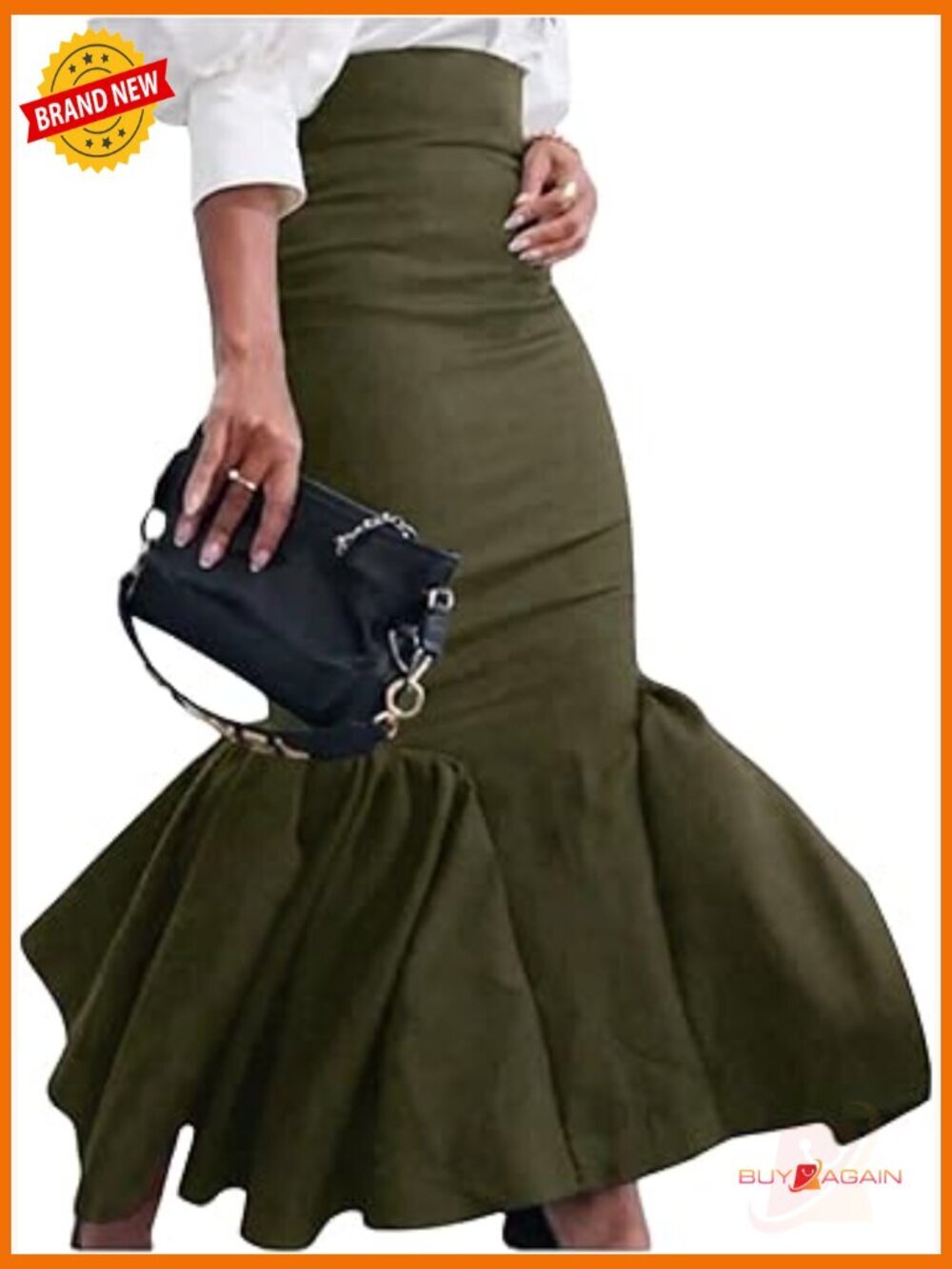 Ruffle Bodycon Maxi Skirt Fishtail High Waisted Pencil Long Going Out Skirt
